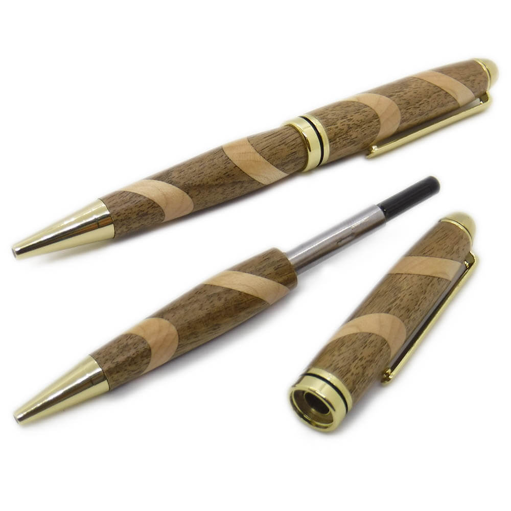 PENNA IN LEGNO DI NOCE CON INTARSI IN ACERO