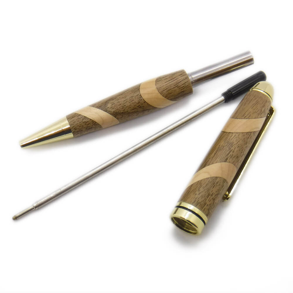 PENNA IN LEGNO DI NOCE CON INTARSI IN ACERO