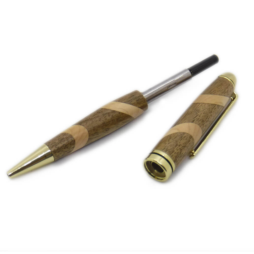 PENNA IN LEGNO DI NOCE CON INTARSI IN ACERO