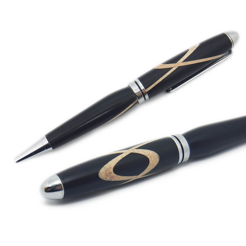 PENNA IN LEGNO DI EBANO DELLA TANZANIA CON INTARSI