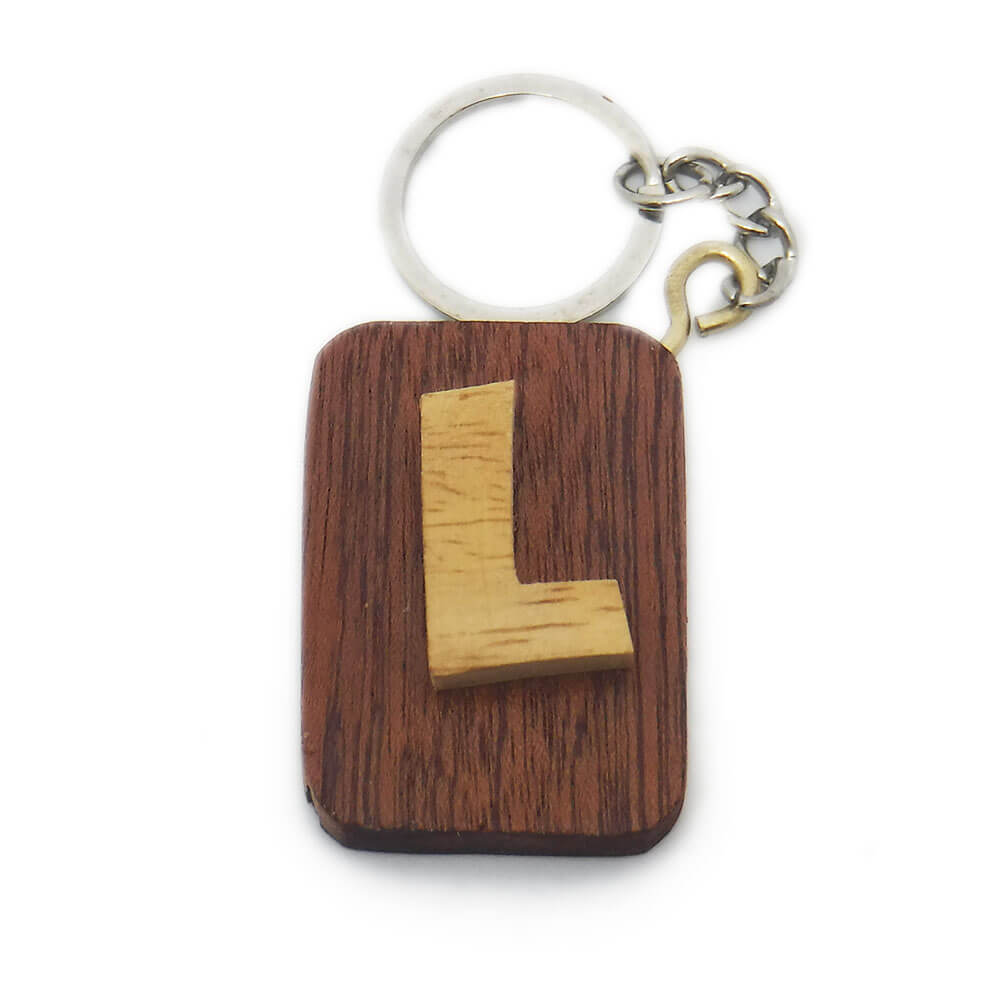 PORTACHIAVI LETTERA INIZIALE IN LEGNO DI MOGANO